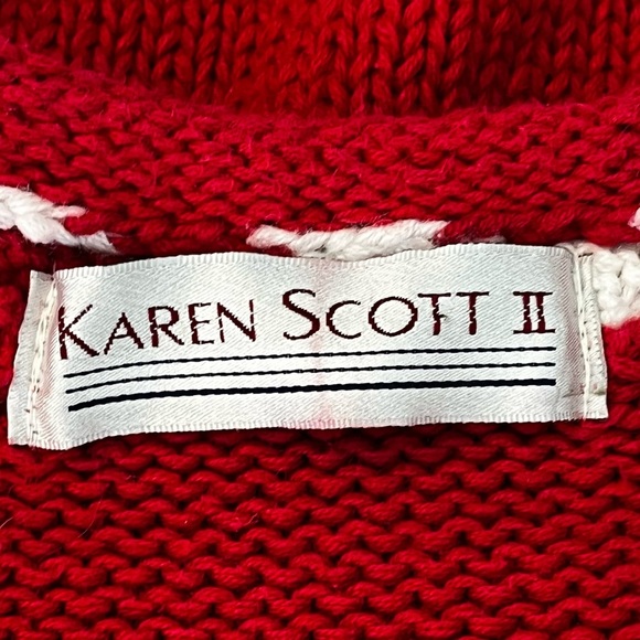 Vintage 90s Karen Scott Christmas Sweater Vest Teddy Bears 3D Trims Red Size 1X - Picture 2 of 12